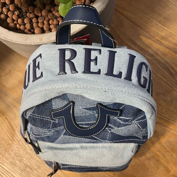 TRUE RELIGION Mini Denim Logo Backpack for Men and Women New - Picture 4 of 11